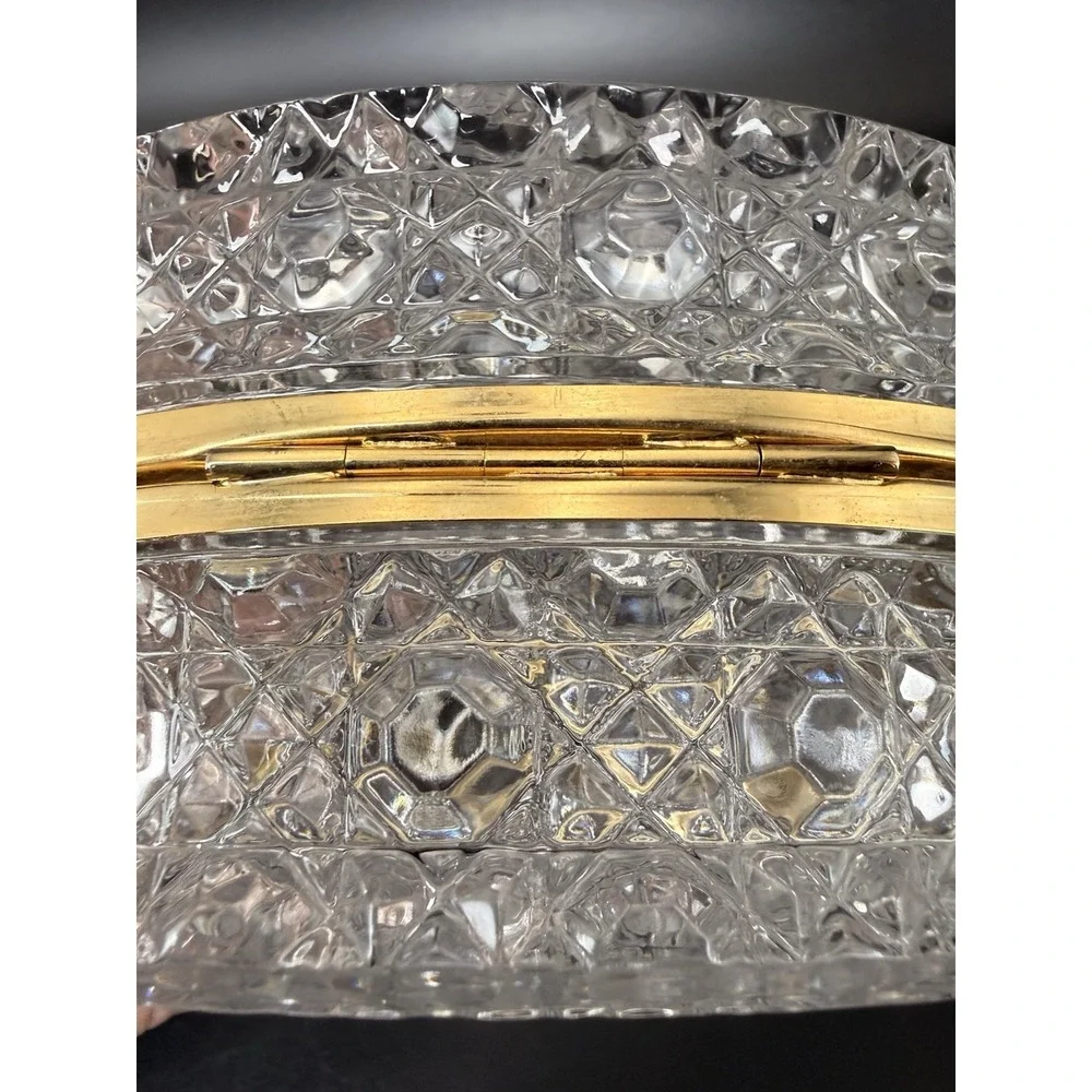 Large Antique French Crystal Dresser Box Hinged Vanity Casket Baccarat Style 6